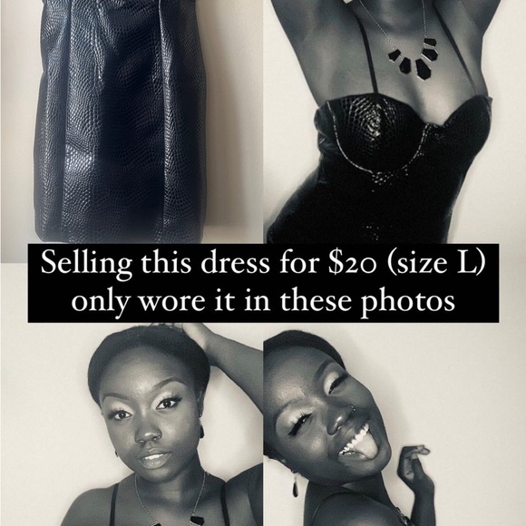 Black Alligator Texture Faux Leather Dress - Picture 2 of 2